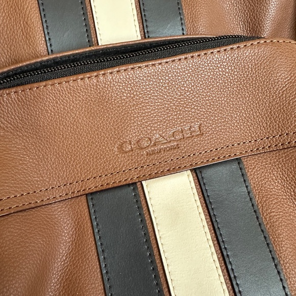 NWT! RARE! Coach F49324 Men's Houston Backpack With Varsity Stripe In Saddle - Picture 9 of 12